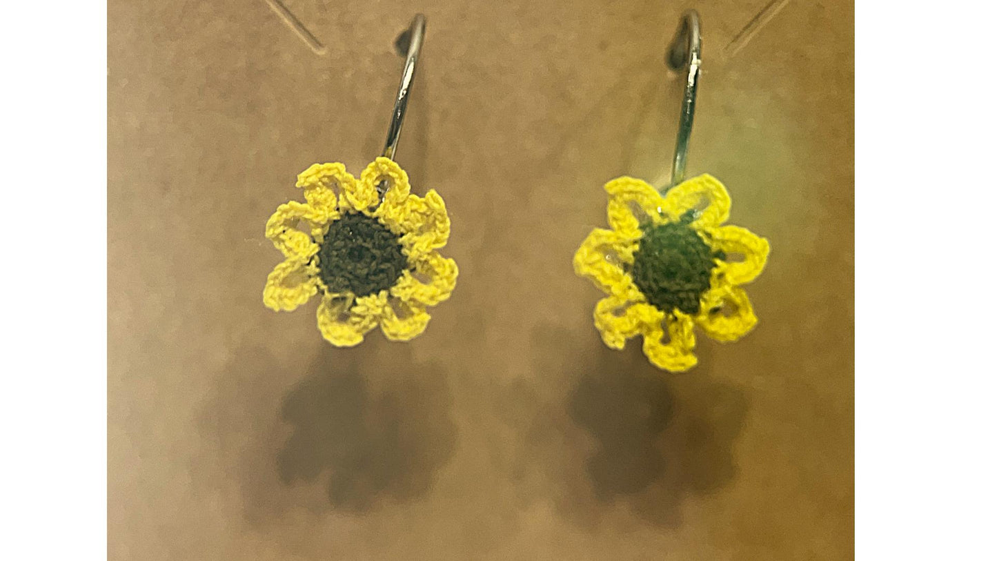 Micro Crochet Sunflower Earrings