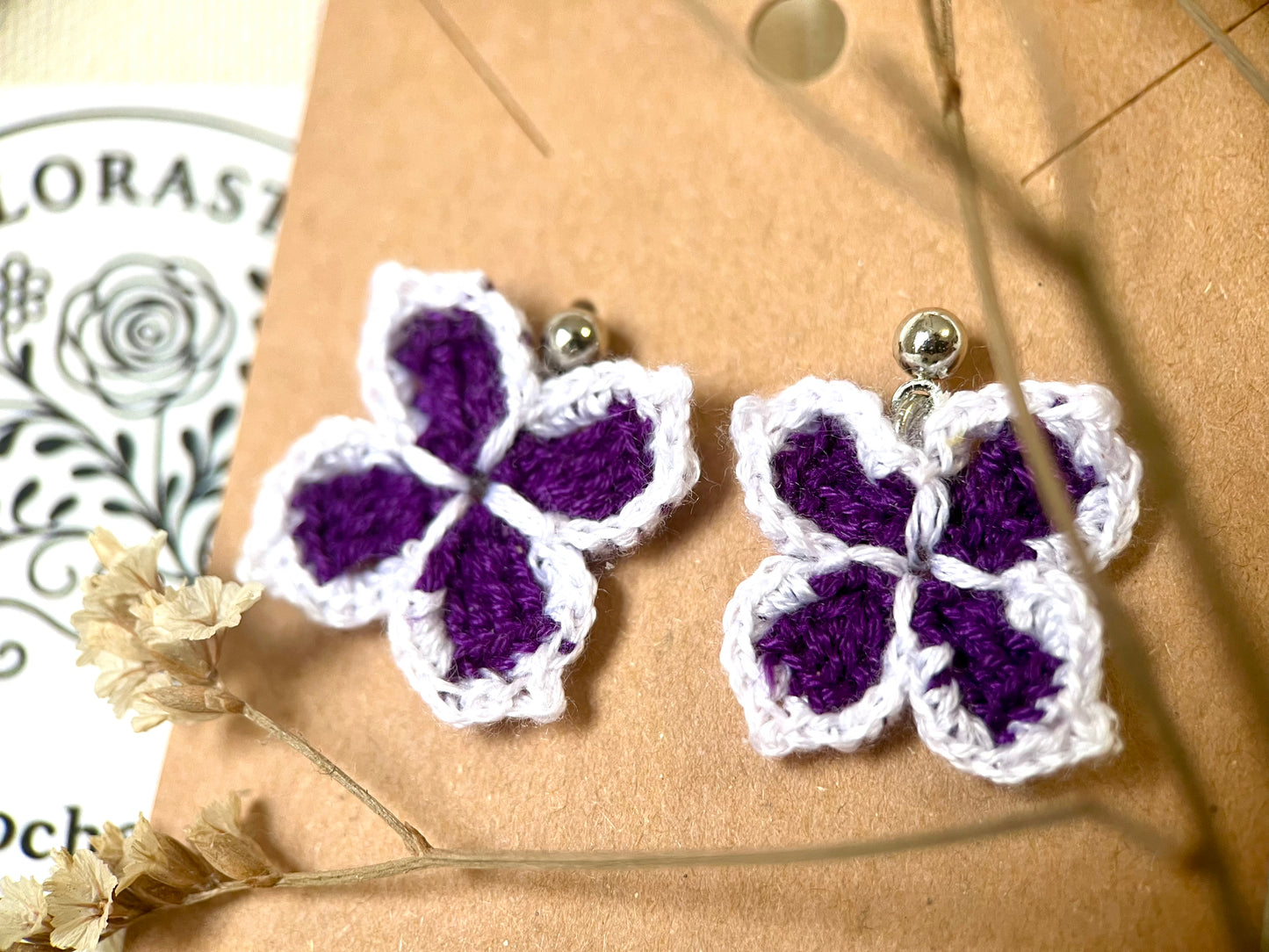 Micro Crochet Winter Flower Earrings