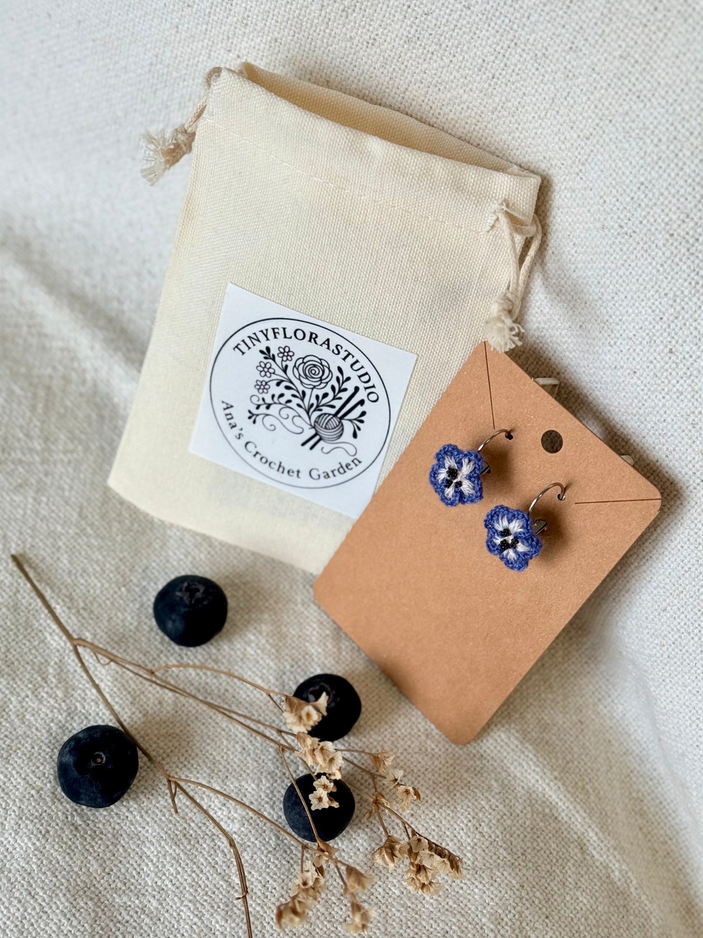 Micro Crochet Nemophila Earrings