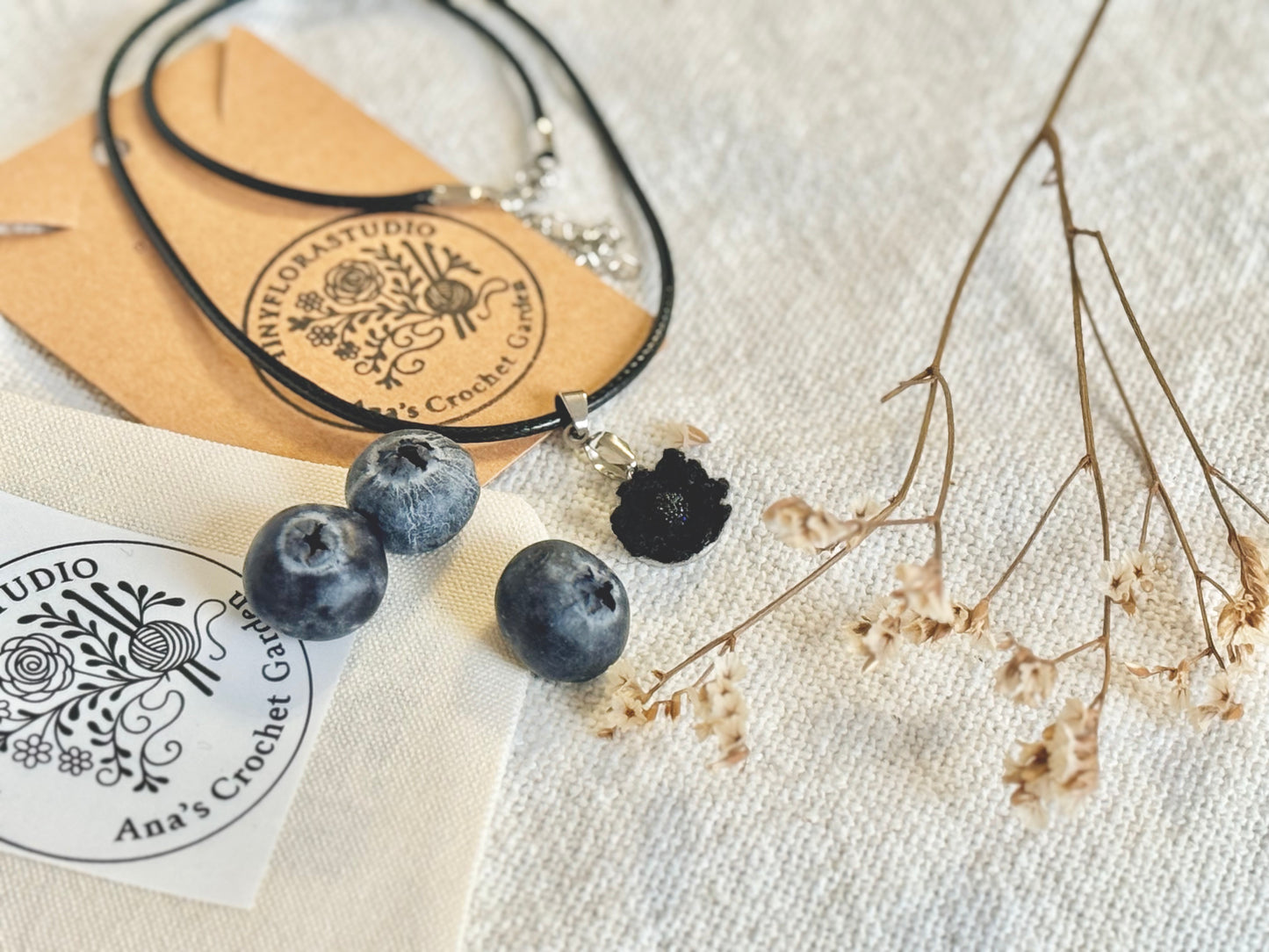 Black Dahlia Micro Crochet Necklace