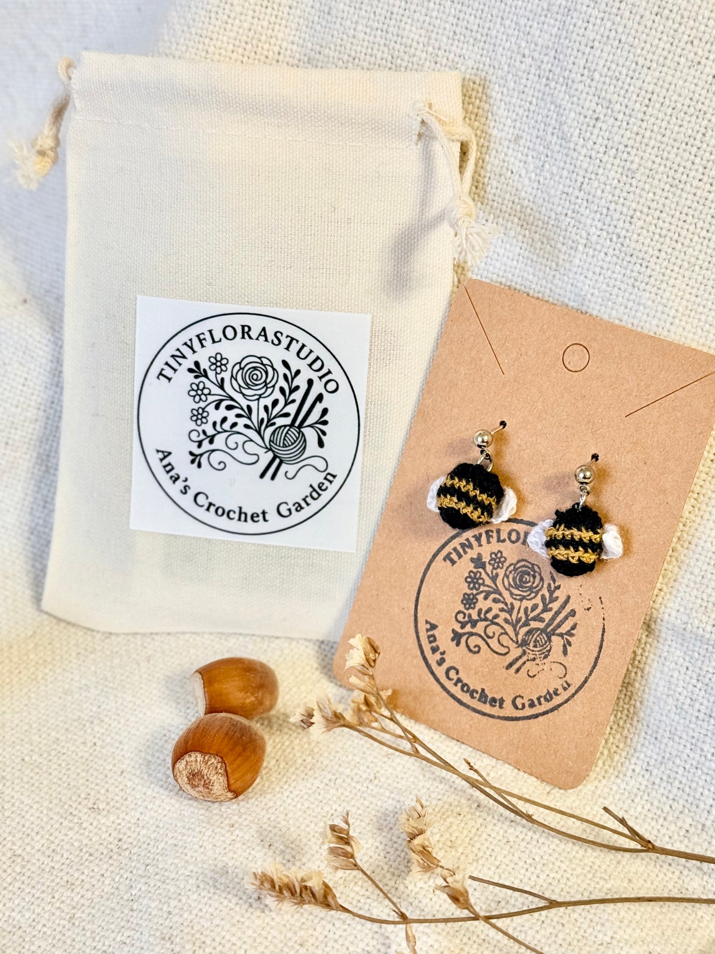 Micro Crochet Bumblebee earrings