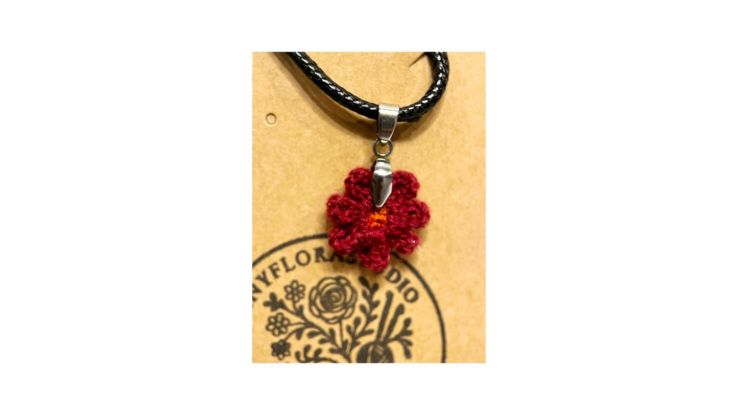Micro Crochet Zinnia Necklace