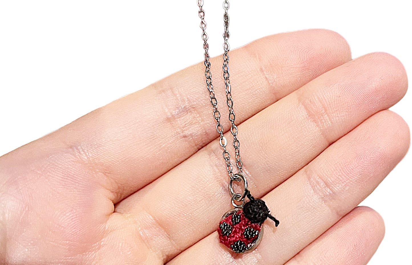 Micro Crochet Ladybug Necklace
