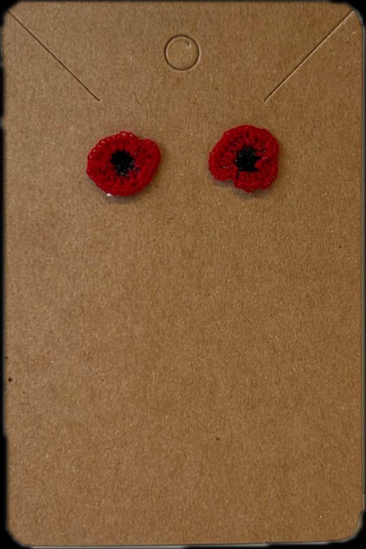 Micro Crochet Poppy Bud Earrings