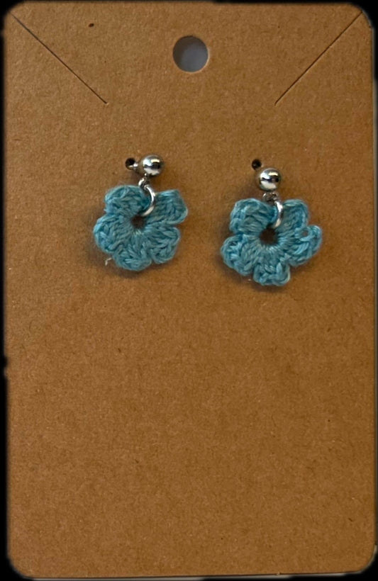 Micro Crochet Cluster Flower Earrings