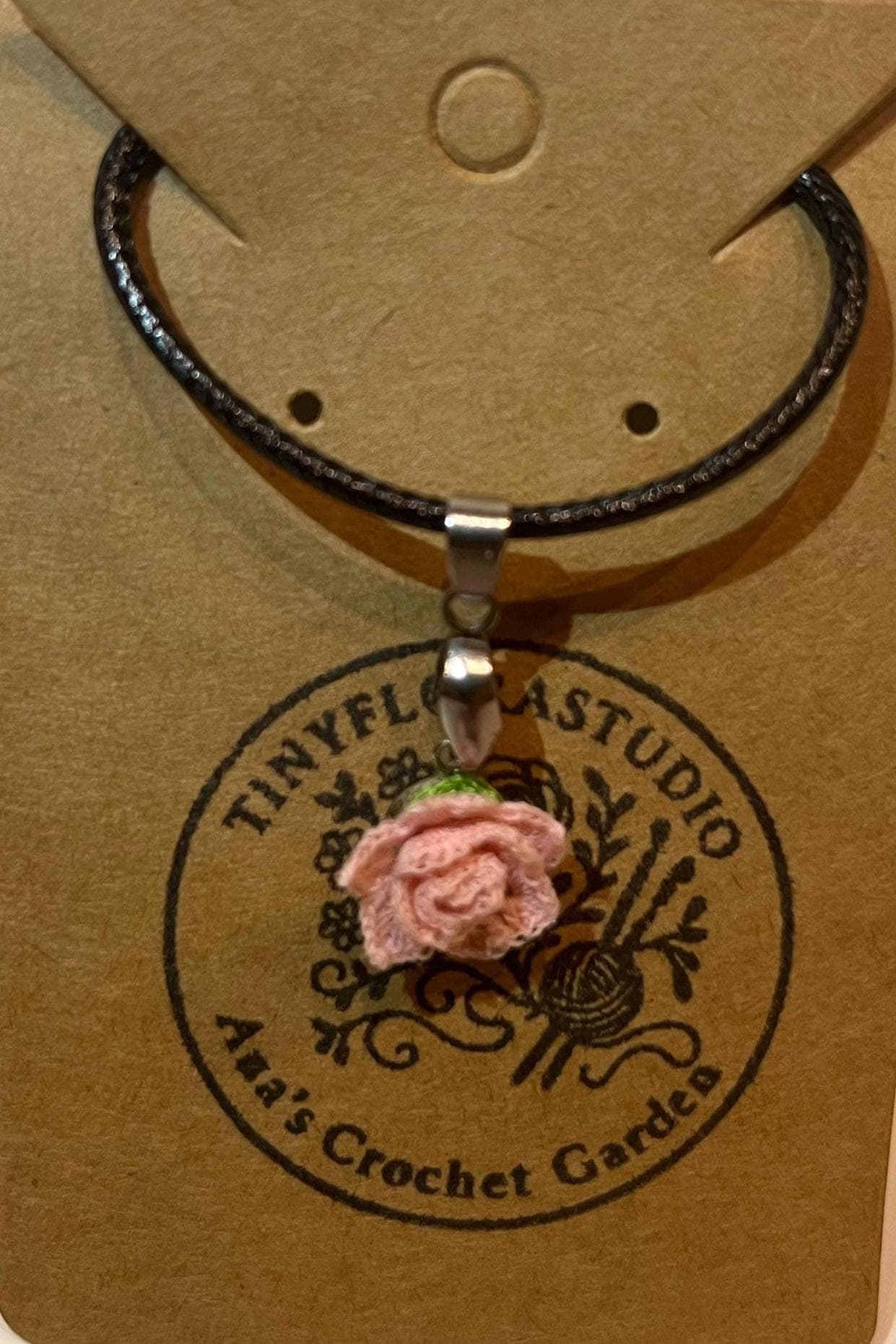 Micro Crochet Rose Necklace