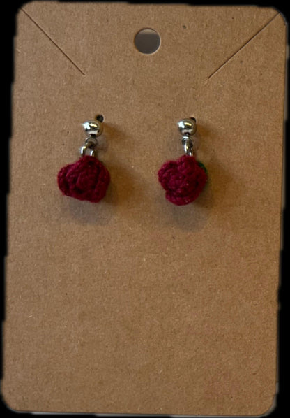 Micro Crochet Rosebud Earrings