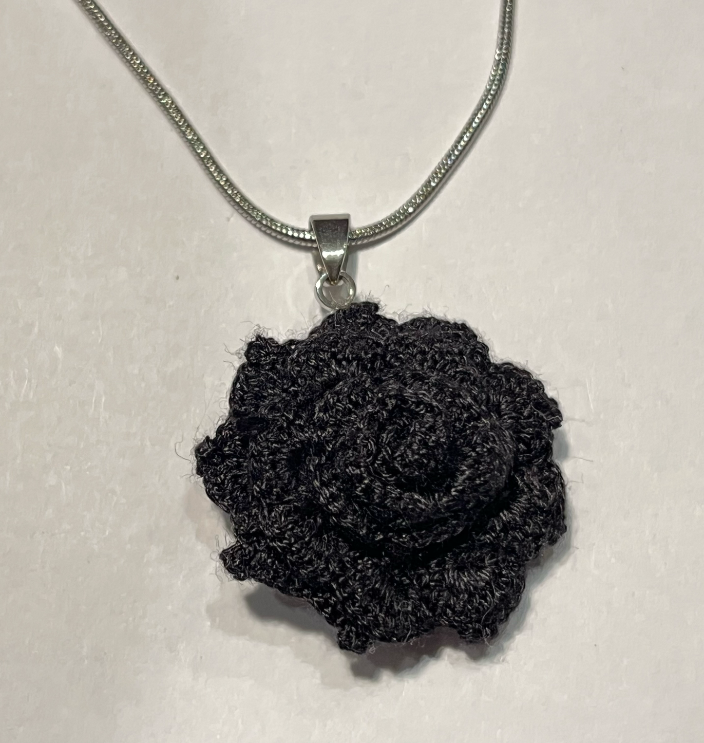 Black Rose Micro Crochet Necklace