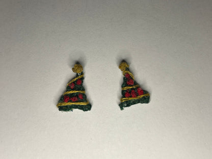 Christmas Tree Micro Crochet Stud Earrings
