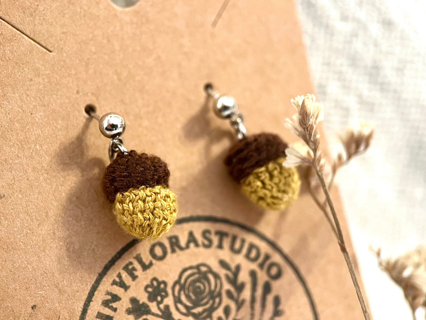 Micro Crochet Acorn earrings