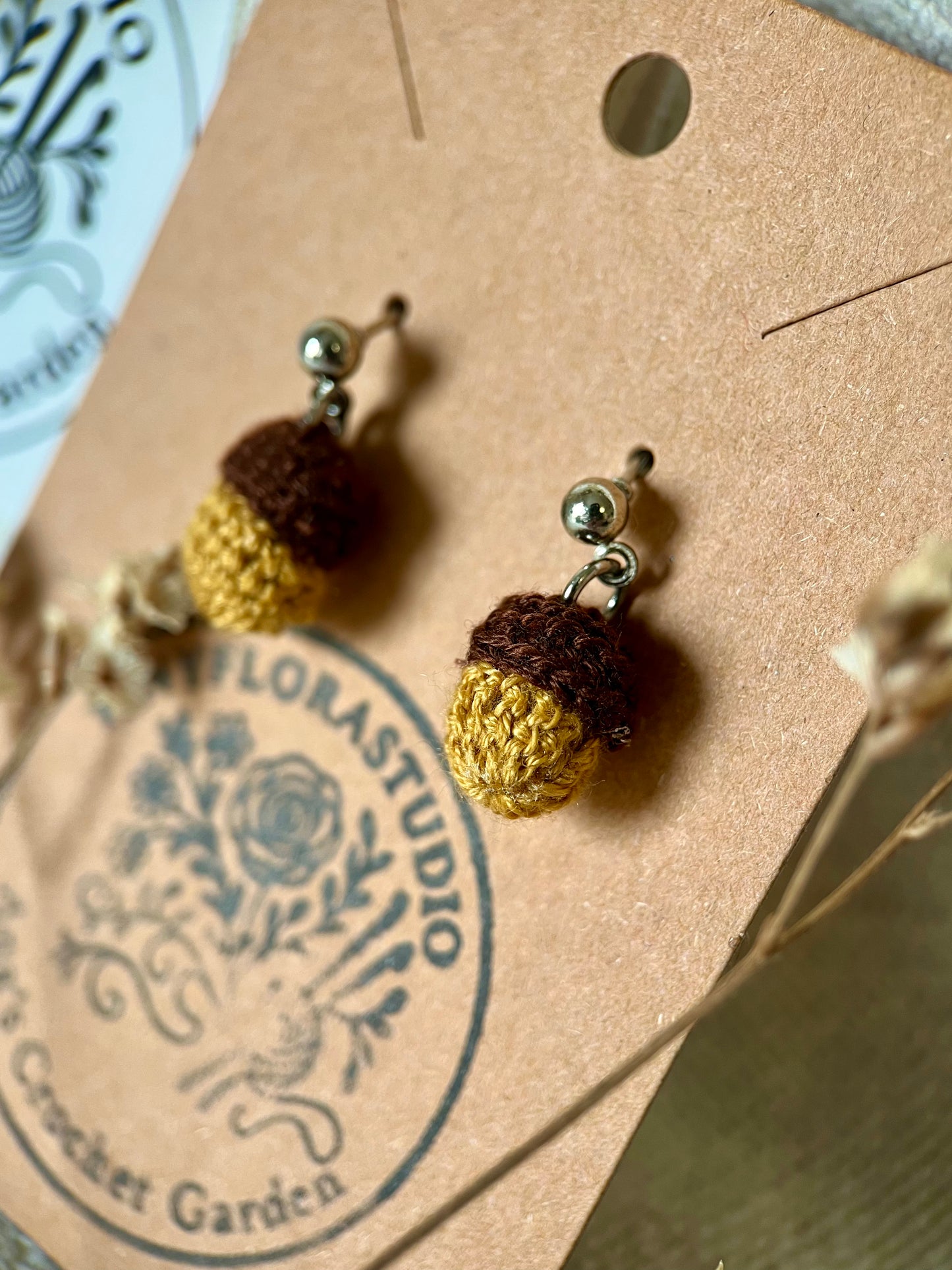 Micro Crochet Acorn earrings