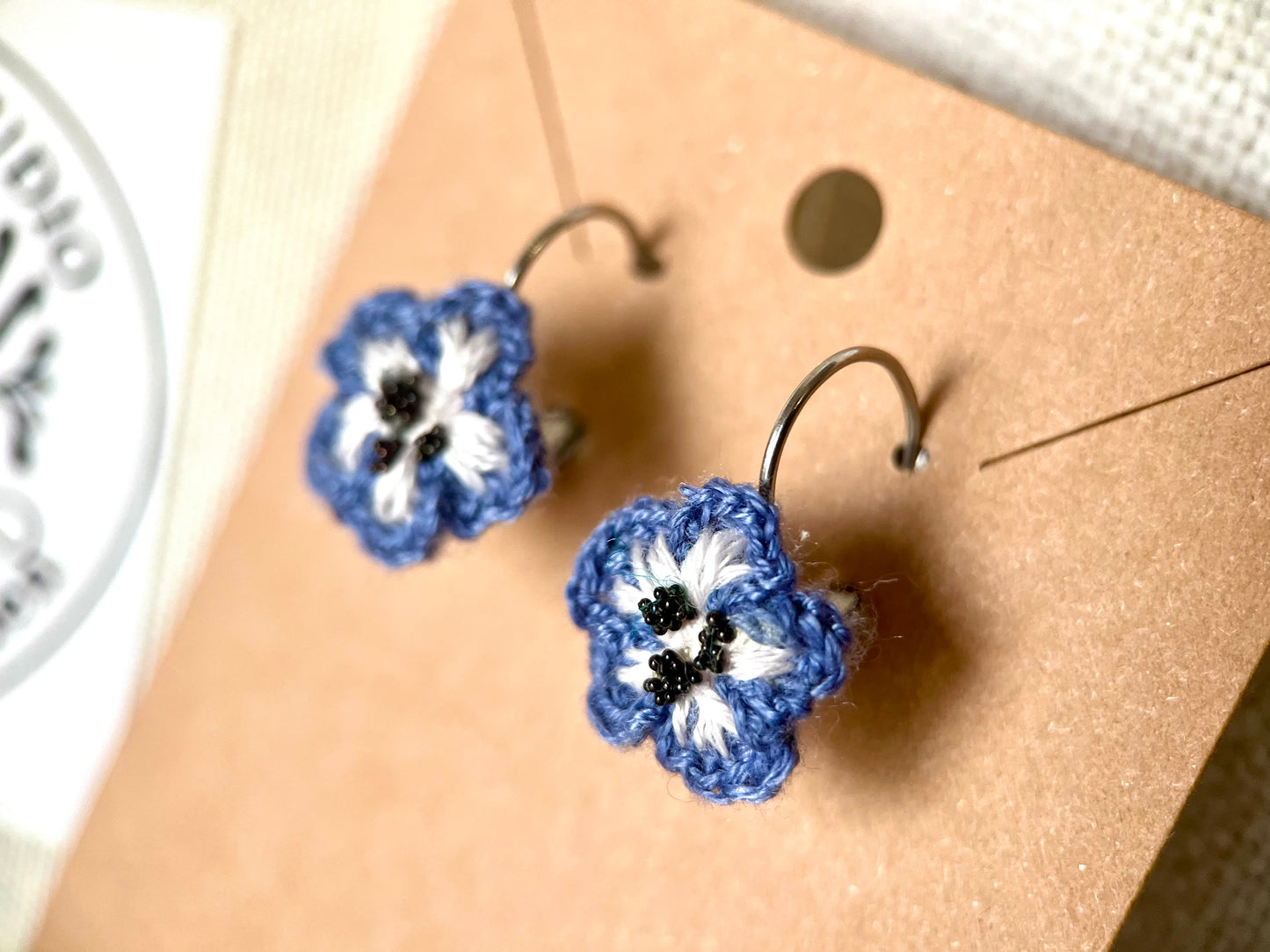 Micro Crochet Nemophila Earrings