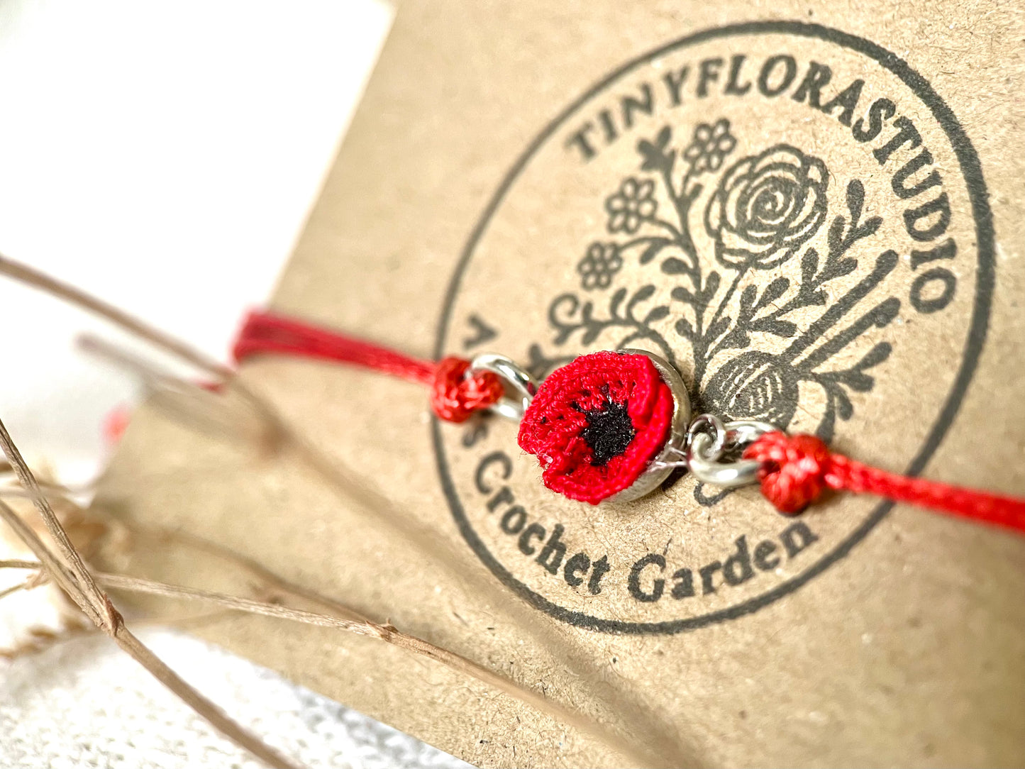 Micro Crochet Poppy Bracelet