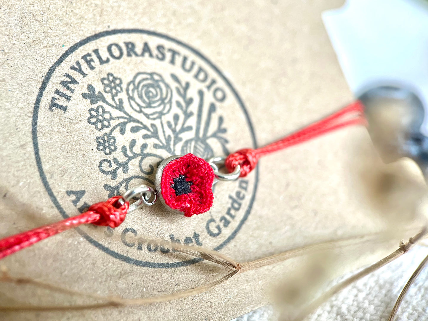Micro Crochet Poppy Bracelet