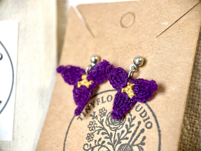 Micro Crochet Tradescantia flower earrings