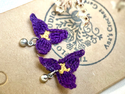 Micro Crochet Tradescantia flower earrings