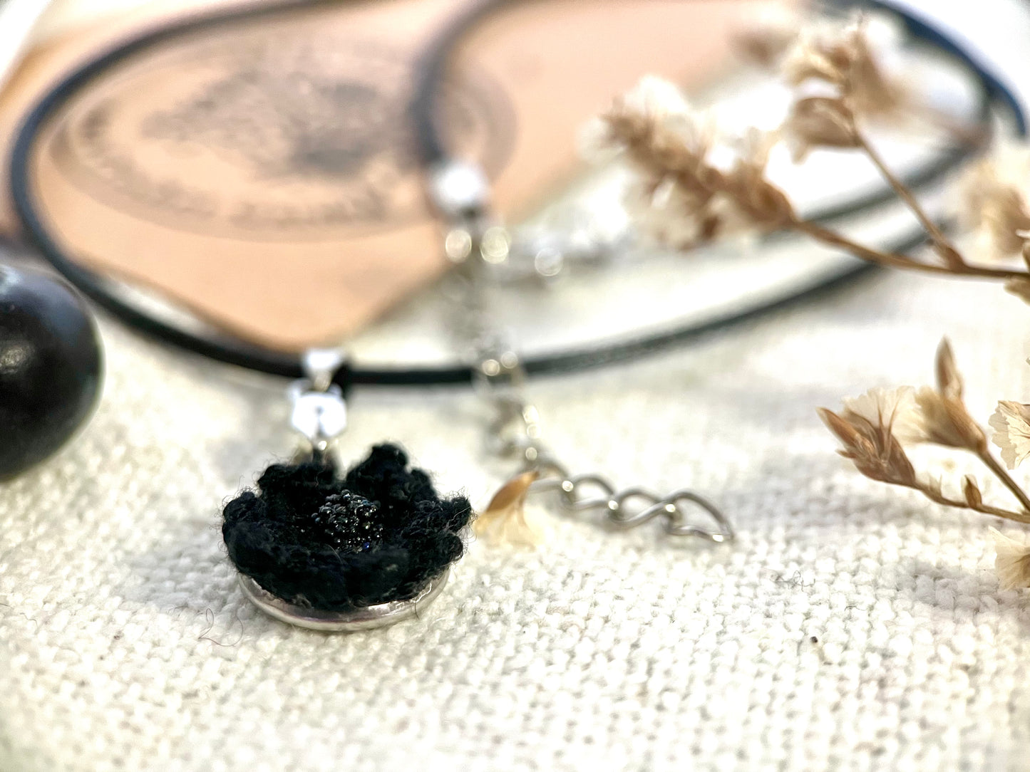 Black Dahlia Micro Crochet Necklace