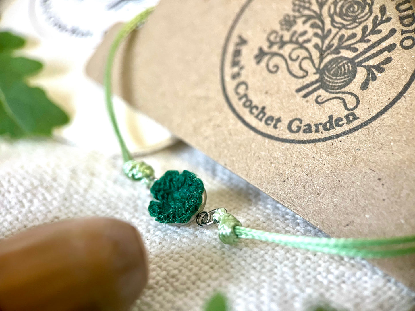 Micro Crochet Clover Bracelet