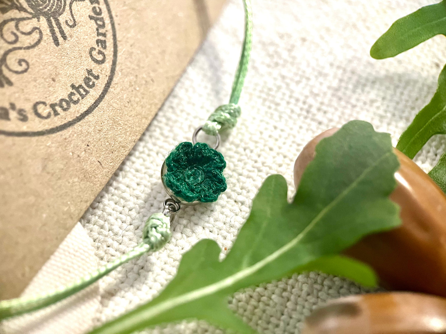 Micro Crochet Clover Bracelet