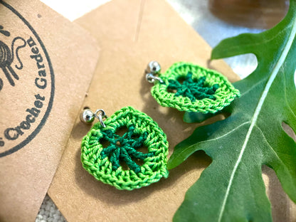 Micro Crochet Open Leaf Earrings