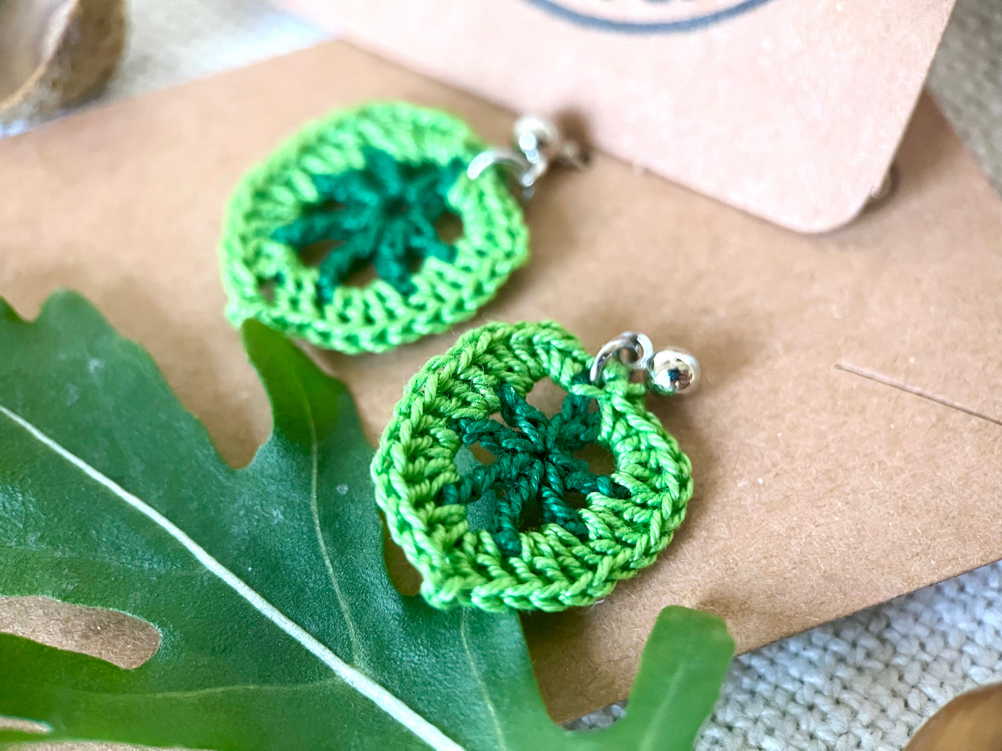 Micro Crochet Open Leaf Earrings