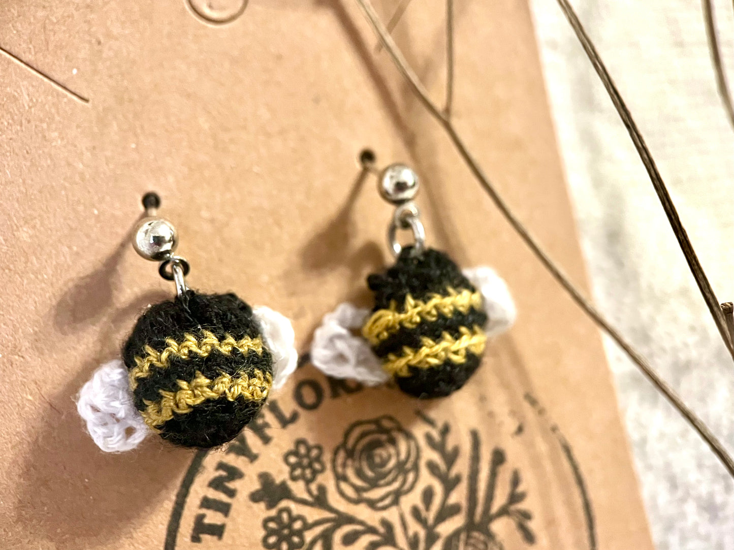 Micro Crochet Bumblebee earrings