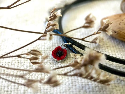 Tiny Poppy Micro Crochet Necklace