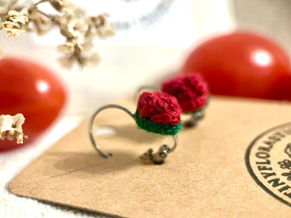 Micro Crochet Rosebud Earrings with Clasp
