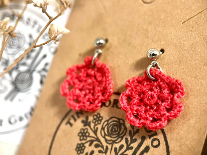Micro Crochet Camellia Earrings