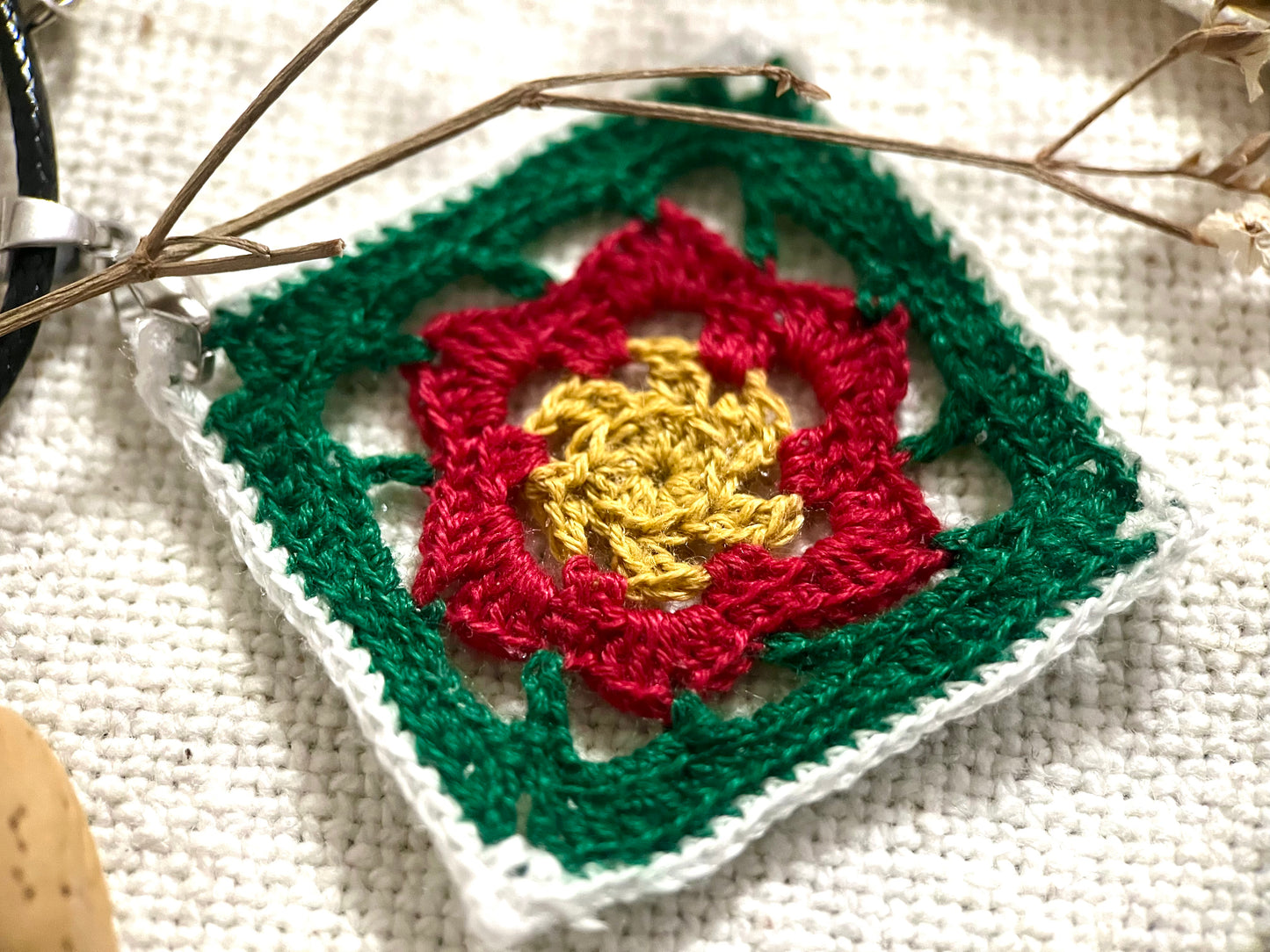 Granny Square Flower Micro Crochet Necklace
