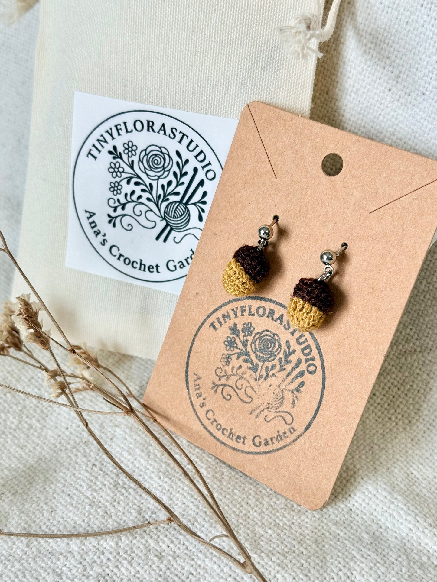 Micro Crochet Acorn earrings