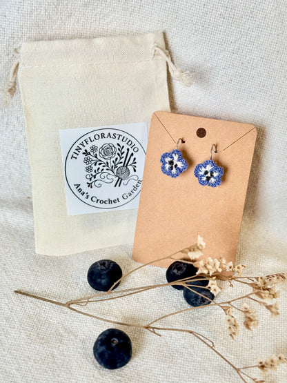 Micro Crochet Nemophila Earrings