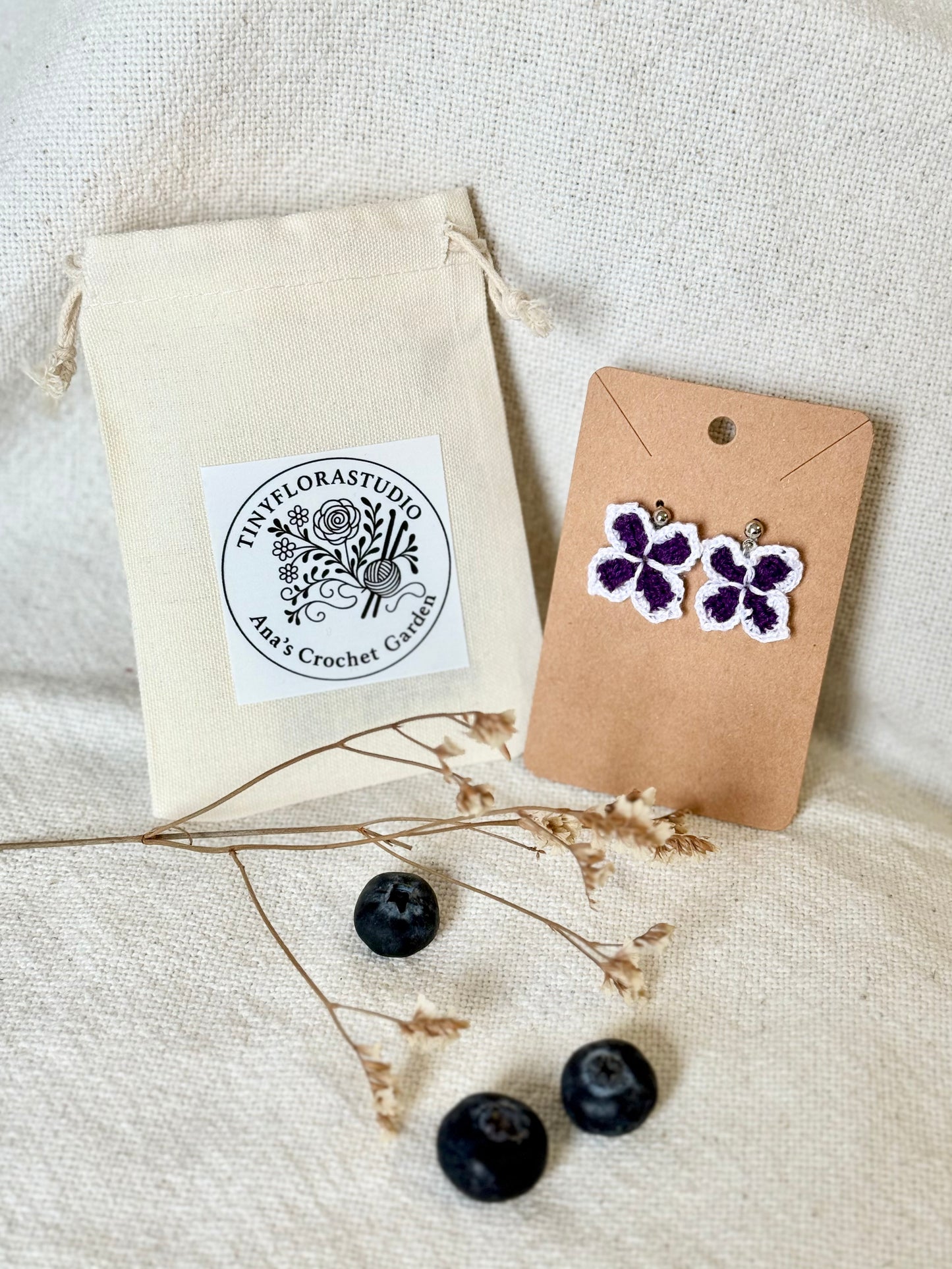 Micro Crochet Winter Flower Earrings