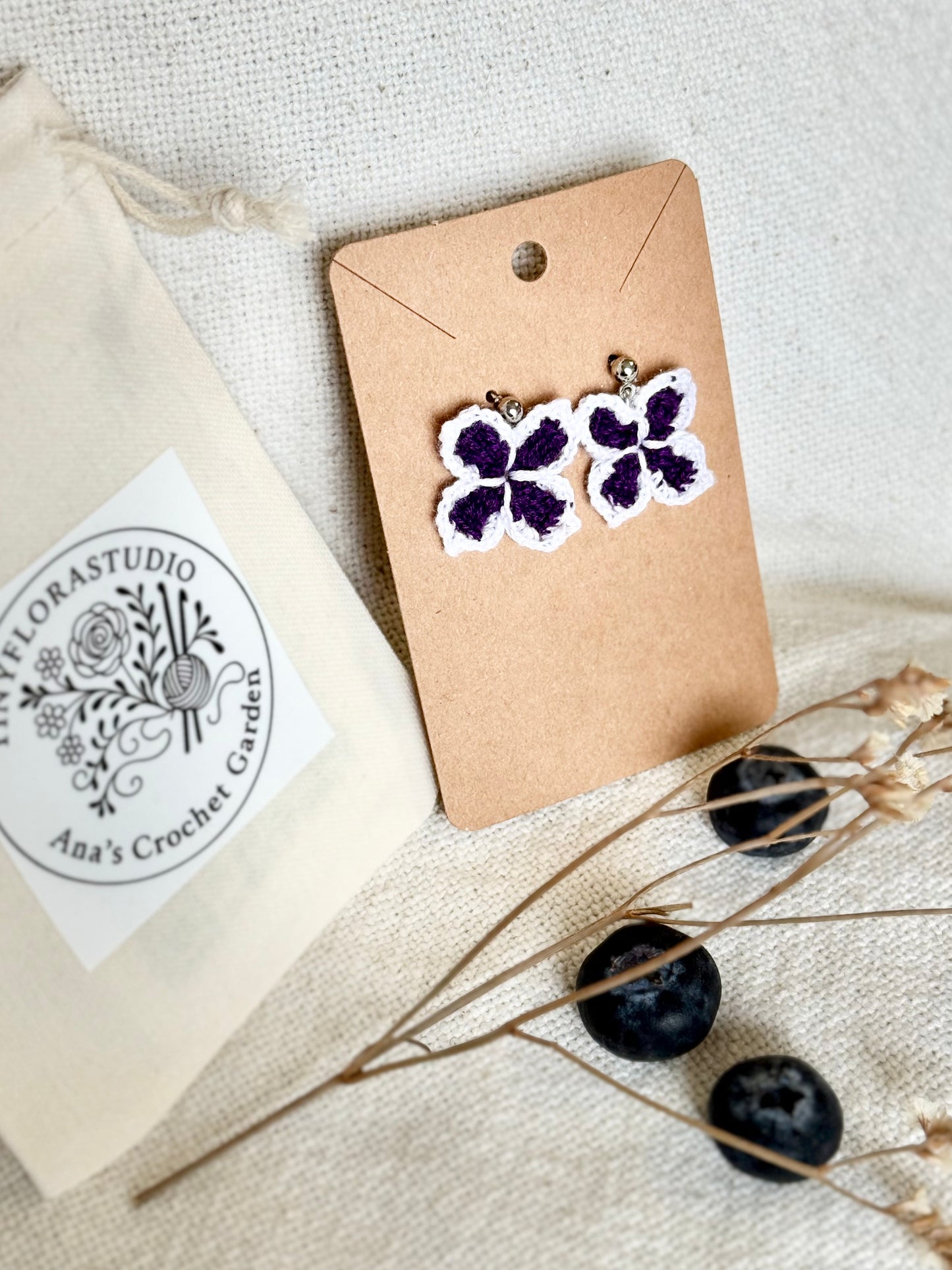 Micro Crochet Winter Flower Earrings