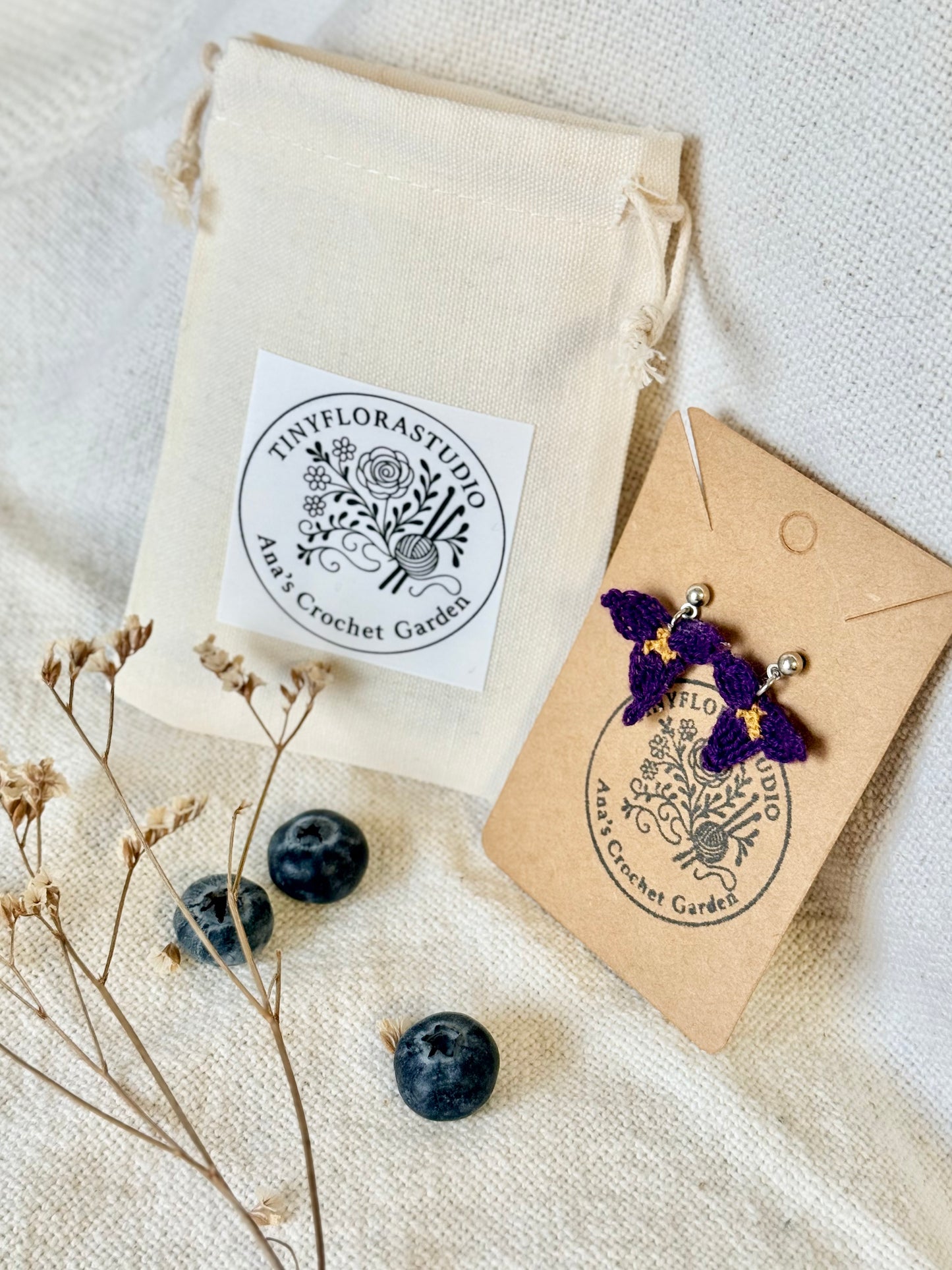 Micro Crochet Tradescantia flower earrings