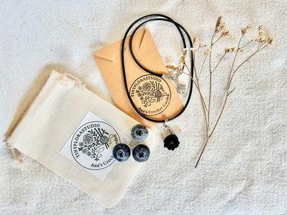 Black Dahlia Micro Crochet Necklace