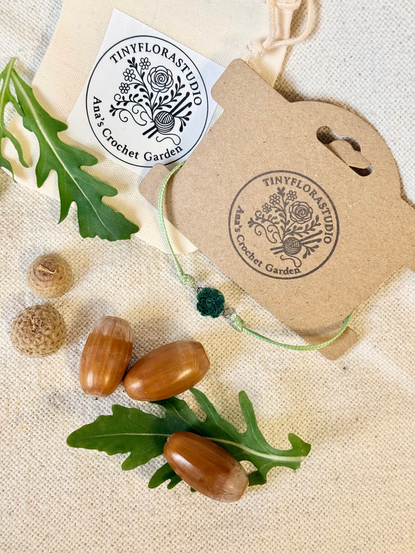 Micro Crochet Clover Bracelet