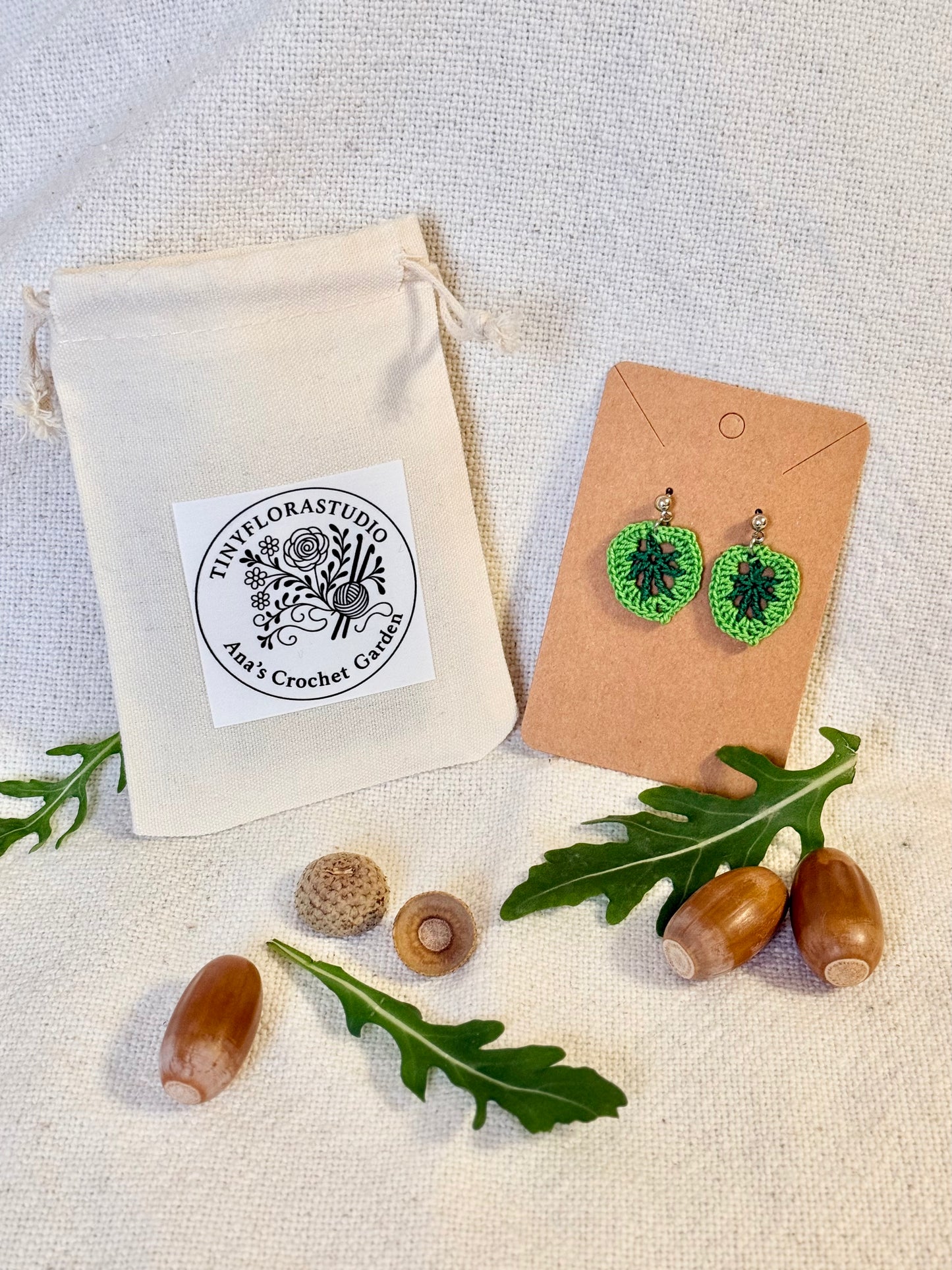 Micro Crochet Open Leaf Earrings