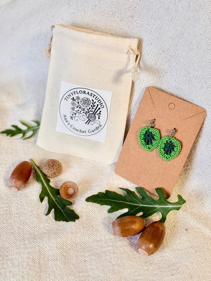 Micro Crochet Open Leaf Earrings