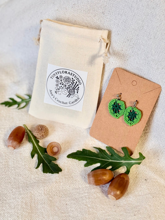 Micro Crochet Open Leaf Earrings