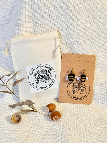 Micro Crochet Bumblebee earrings