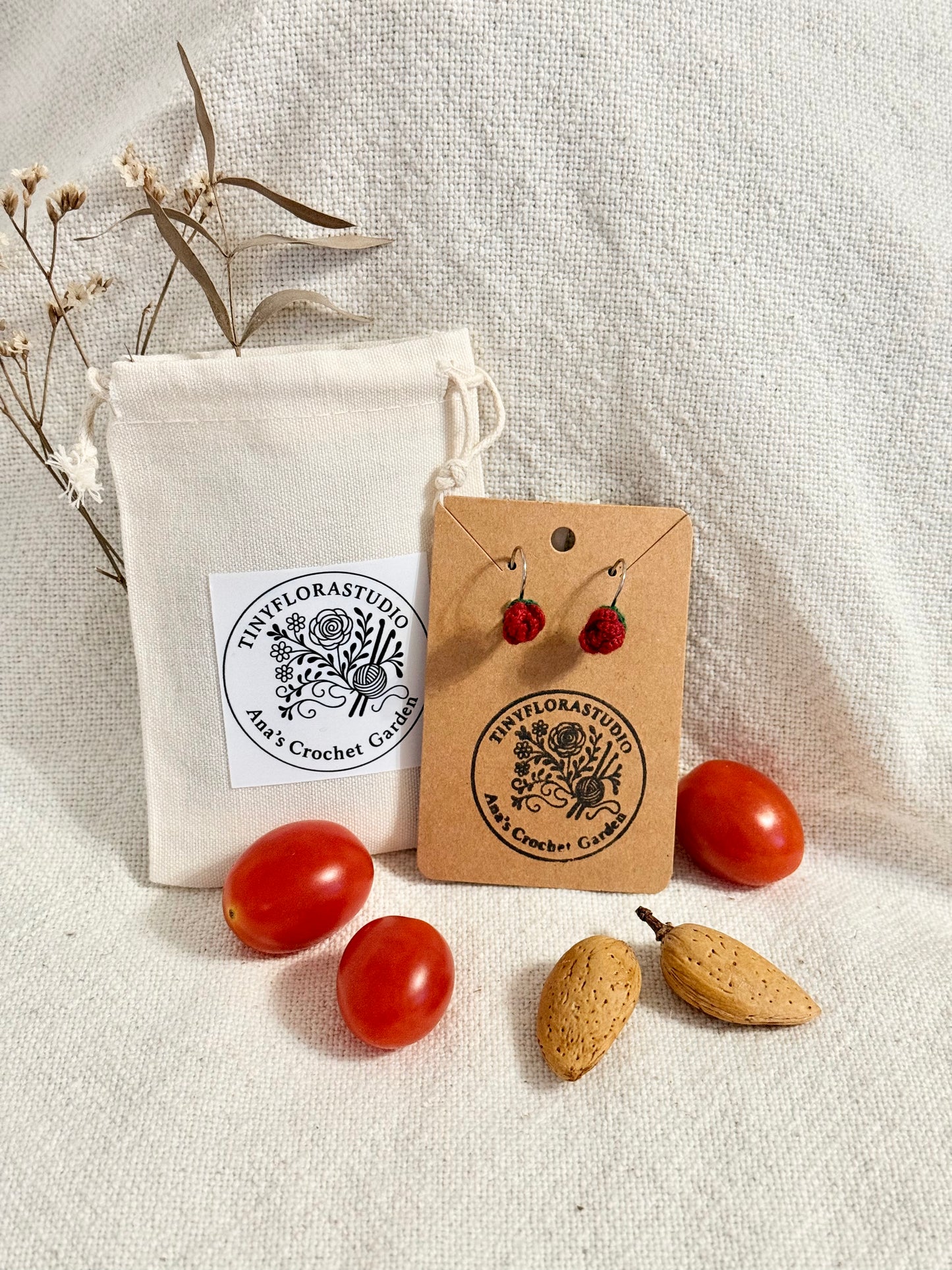 Micro Crochet Rosebud Earrings with Clasp