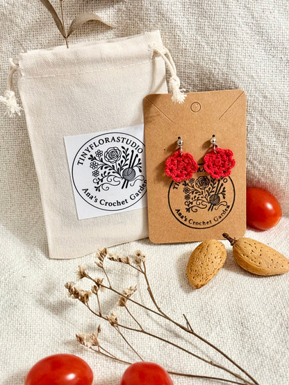 Micro Crochet Camellia Earrings