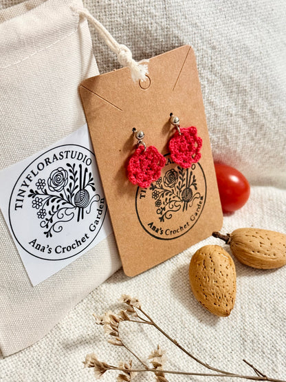 Micro Crochet Camellia Earrings