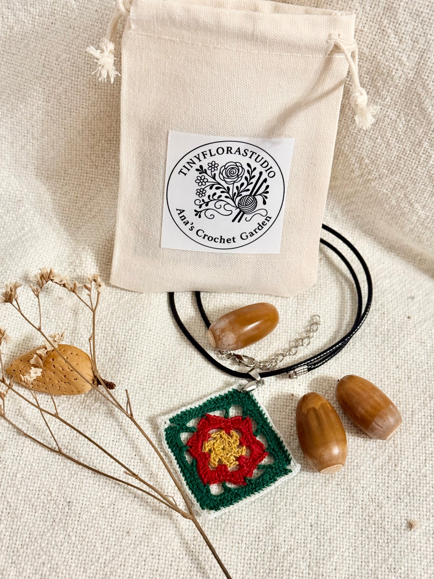 Granny Square Flower Micro Crochet Necklace