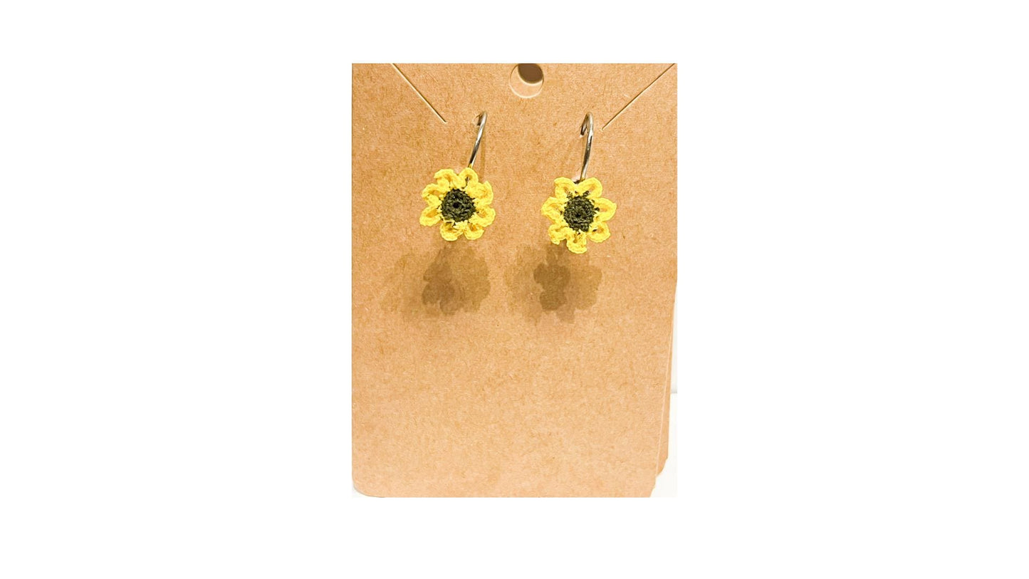 Micro Crochet Sunflower Earrings