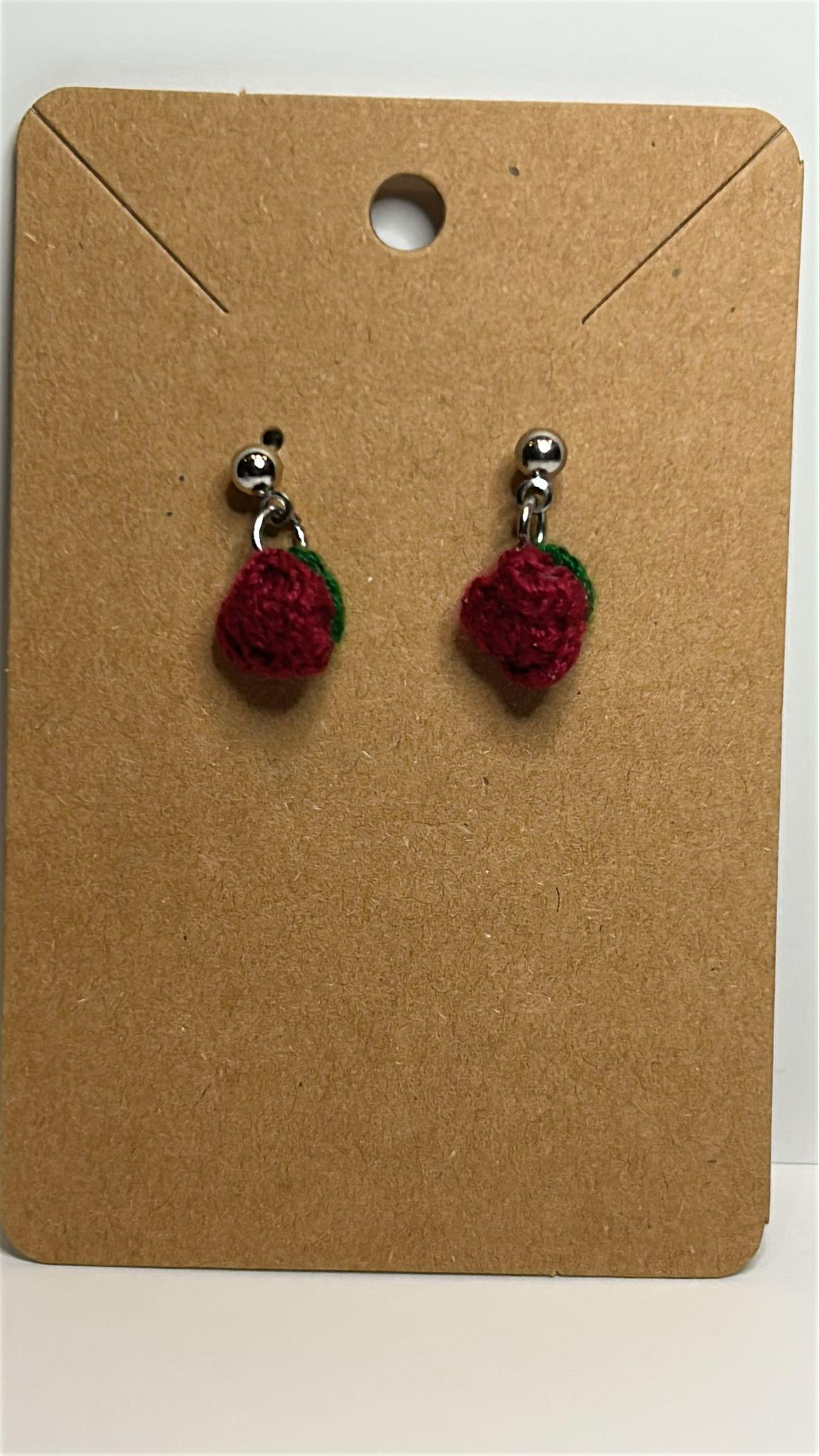 Micro Crochet Rosebud Earrings