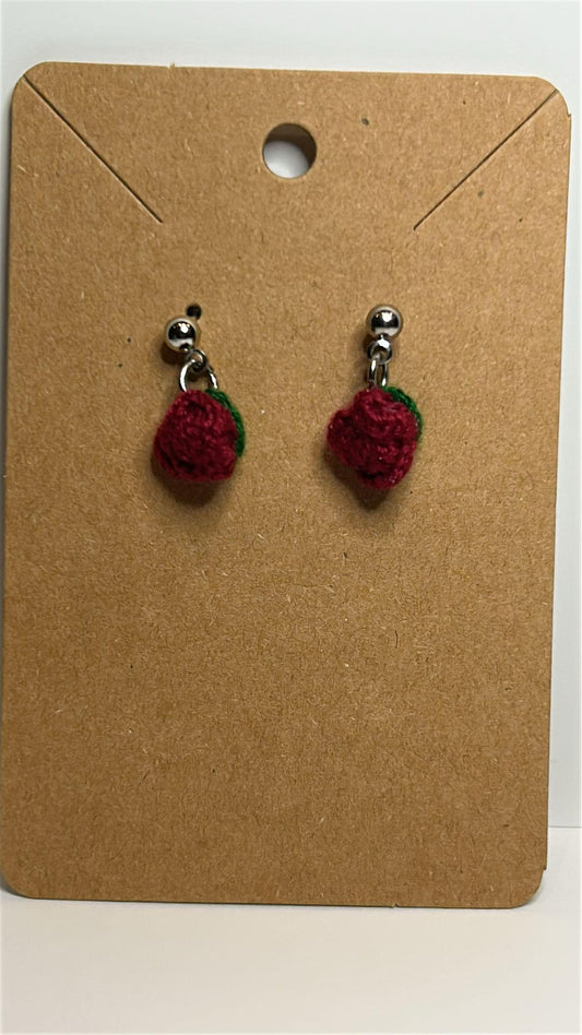 Micro Crochet Rosebud Earrings