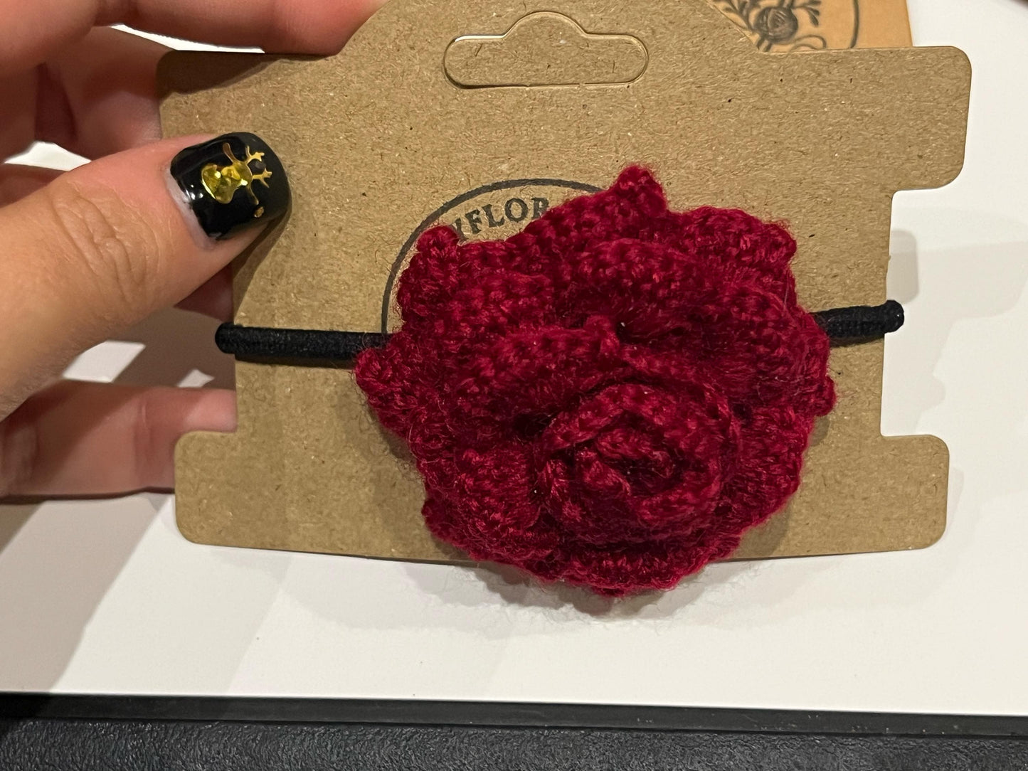 Micro Crochet Rose Hair Tie