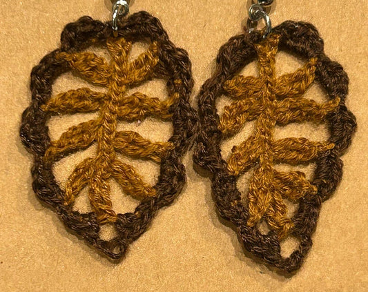 Micro Crochet Autumn leaf earrings